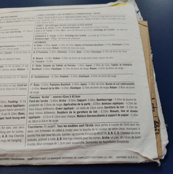 Simplicity Sewing Pattern 9509 Stuffed Giraffe Elephant Lion Clothes Noah's Ark - Picture 6 of 6